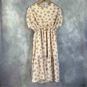 Zara Dress Womens Small Adult Pink Floral Cinch Waste Boho Spring Summer Cottage